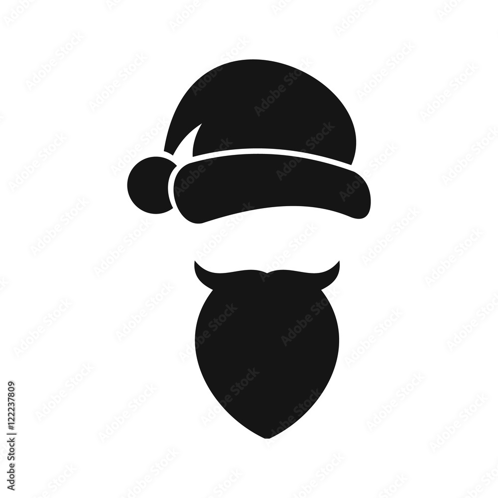 Santa Claus hat and beard icon in simple style on a white background vector illustration Santa Claus hat and beard icon in simple style on a white background vector illustration