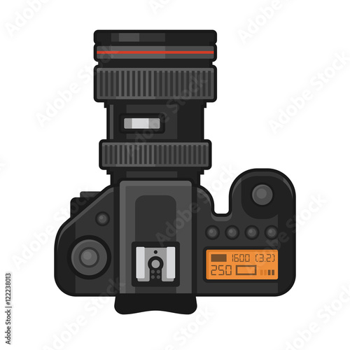 Retro Photo Camera Icon on White Background. Vector