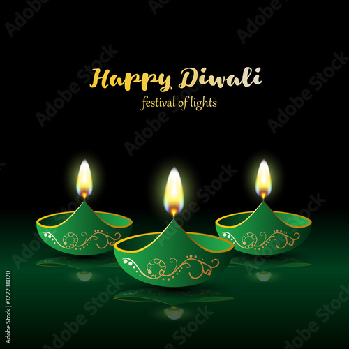Diwali festival of lights. Happy Diwali background. Vector illustration. Celebration with candles. Indian holiday greeting card