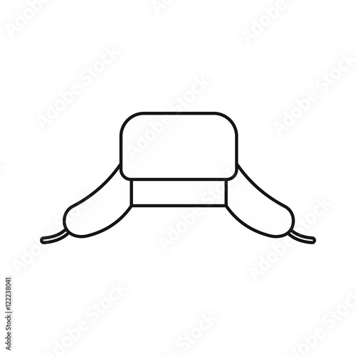 Hat with ear flaps icon in outline style on a white background vector illustration