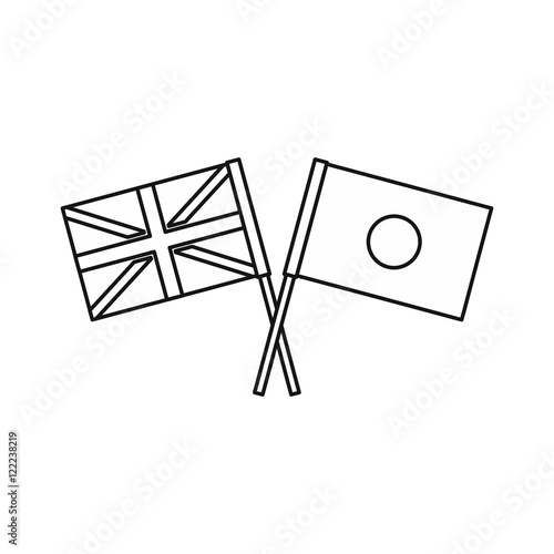 UK and Japan flags icon in outline style on a white background vector illustration