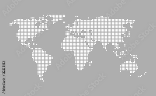 Moderne Pixel Weltkarte grau weiß