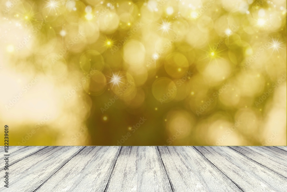 christmas and new year bokeh light with empty white wooden table background for product christmas and new year bokeh light with empty white wooden table background for product