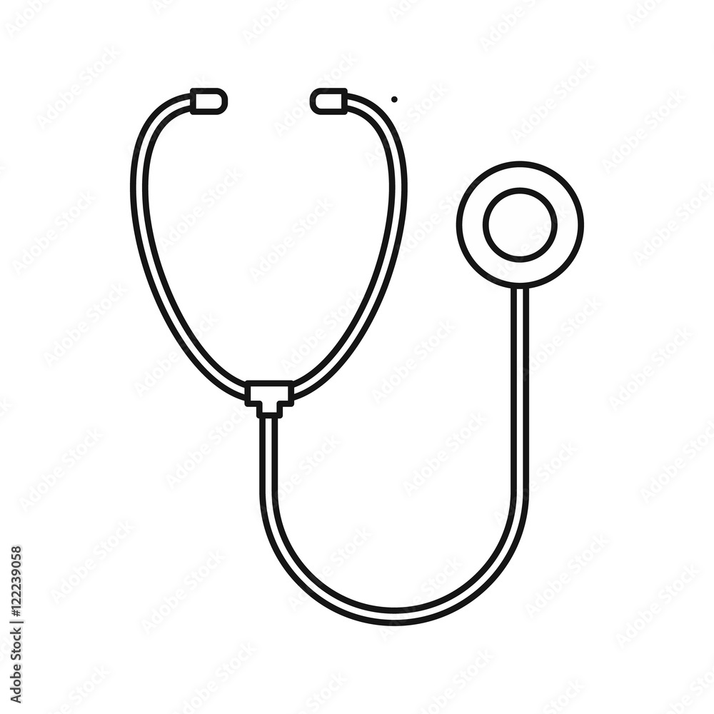 Phonendoscope icon in outline style on a white background vector illustration Phonendoscope icon in outline style on a white background vector illustration