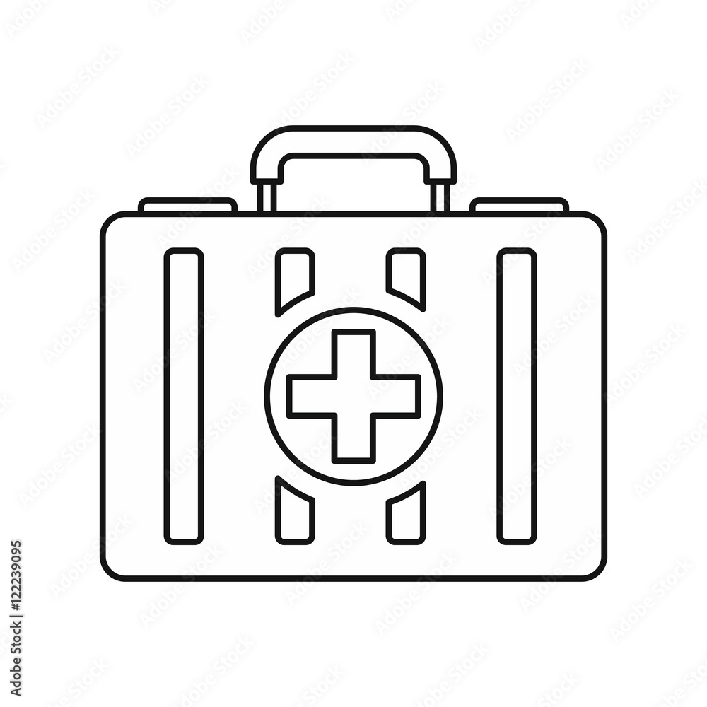 First aid kit icon in outline style on a white background vector illustration First aid kit icon in outline style on a white background vector illustration