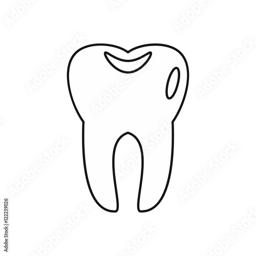 Tooth icon in outline style on a white background vector illustration