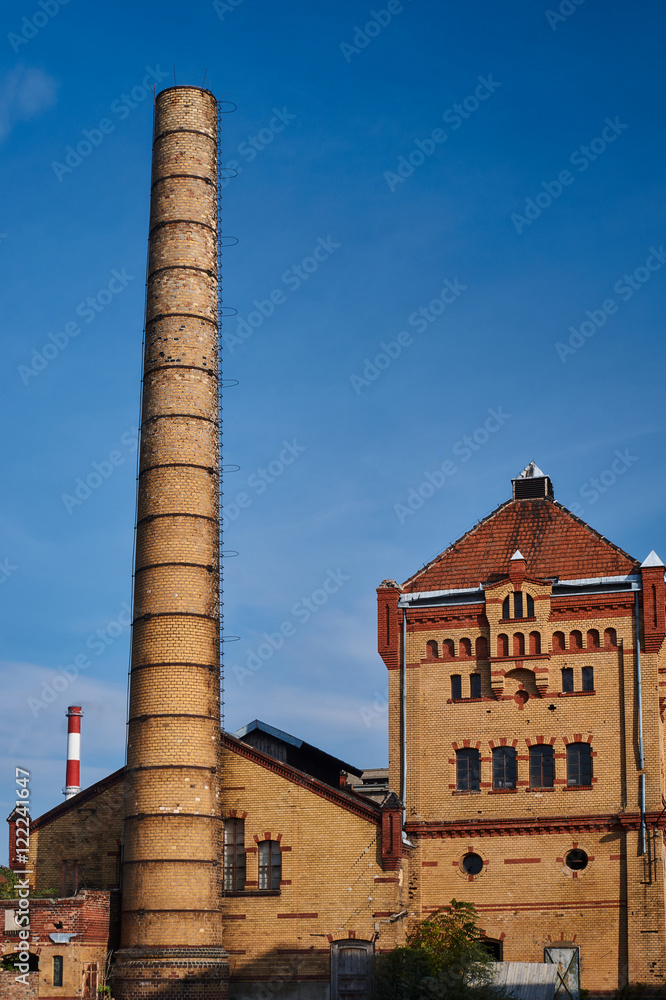 Chimney and buildings of the old slaughterhouse in Poznan.
