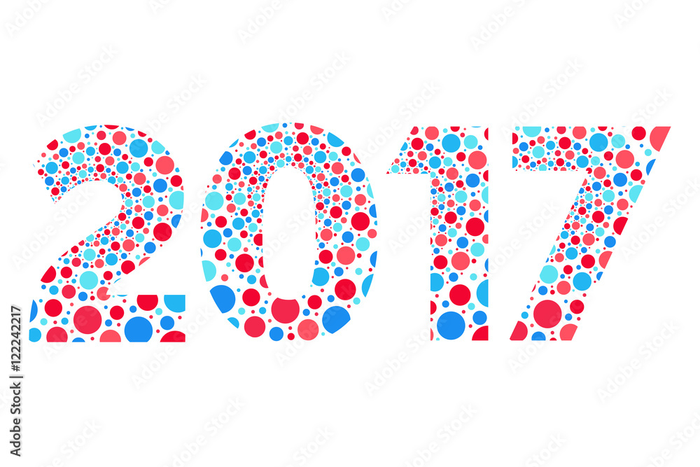 2017 Happy New Year bubble vector, red and blue isolated symbol 2017 Happy New Year bubble vector, red and blue isolated symbol