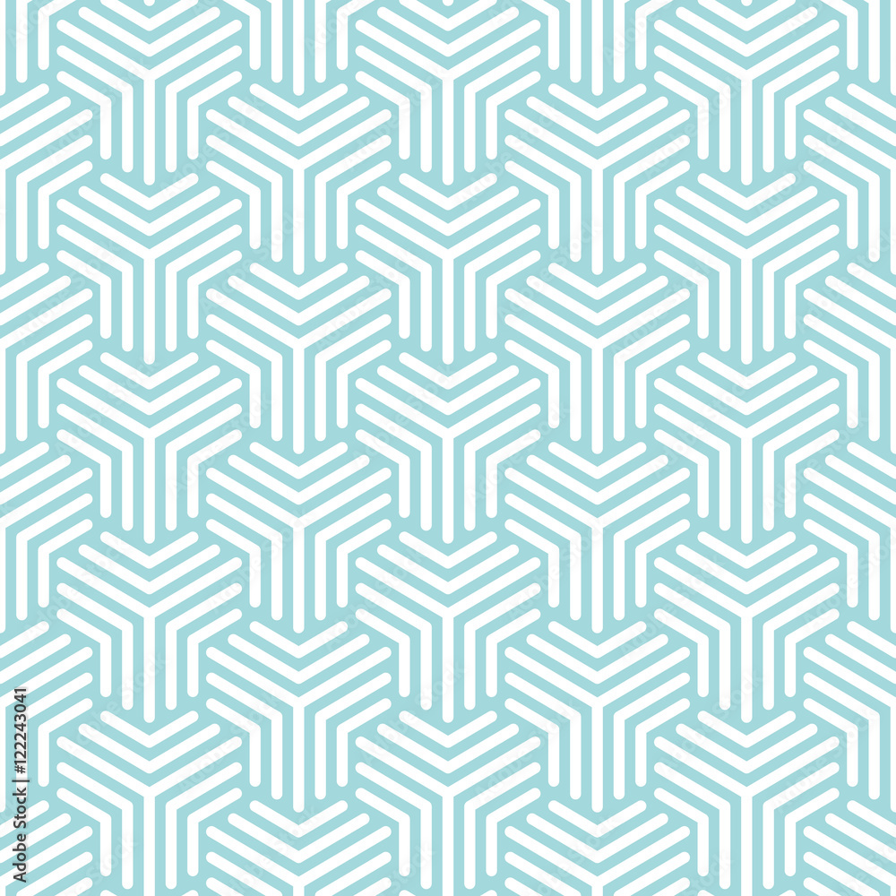 Abstract Cubes Retro Seamless Pattern Turquoise