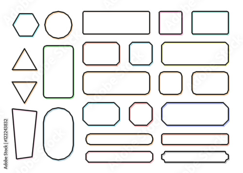 A simple set of geometric shapes in the style of pixel art.
