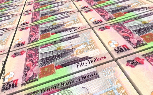Belize dollars bills stacks background. 3D illustration.