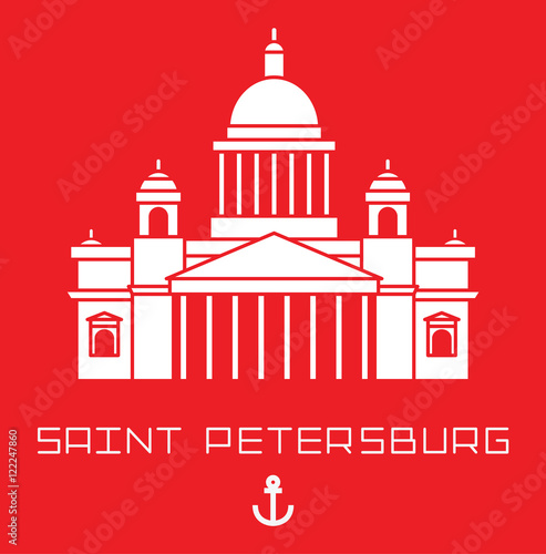 Isaac Cathedral in Saint Petersburg Russia. Modern linear minimalist icon. Line sightseeing concept
