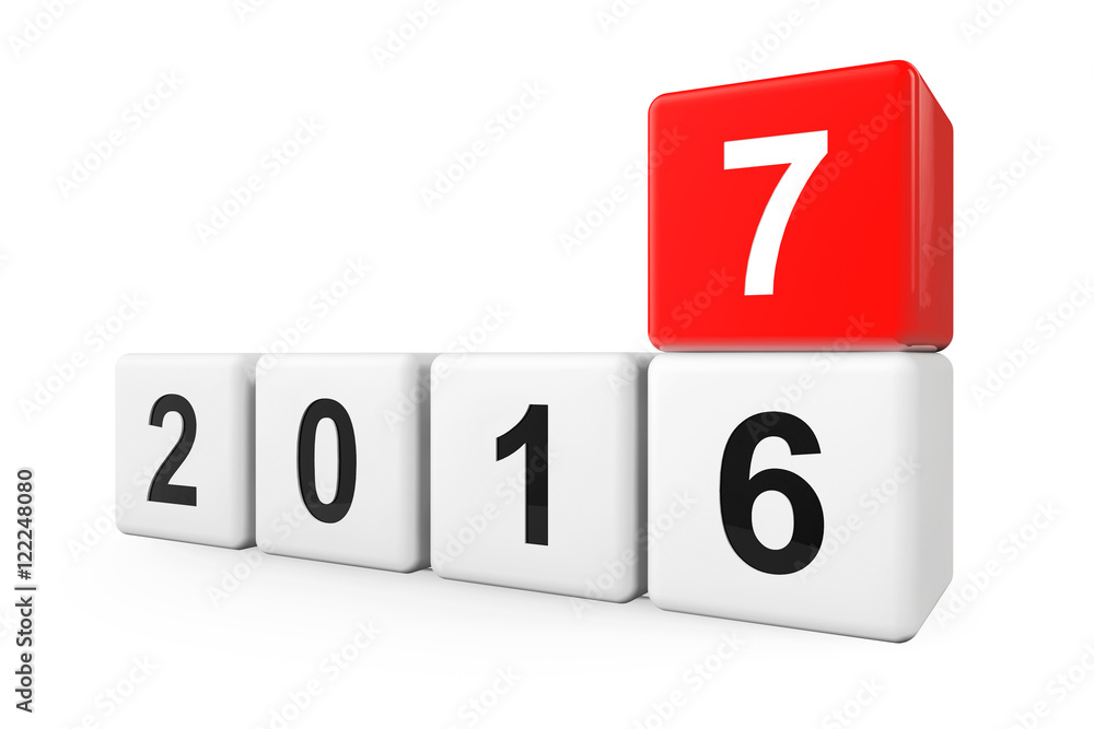 Blocks with the transition from year 2016 to 2017. 3d Rendering Blocks with the transition from year 2016 to 2017. 3d Rendering