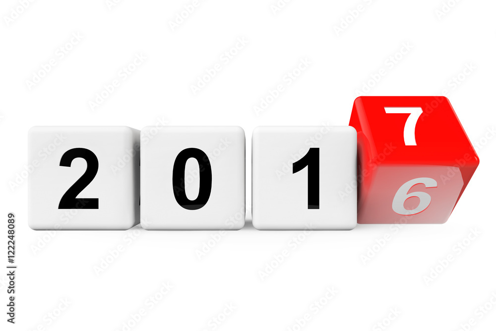 Blocks with the transition from year 2016 to 2017. 3d Rendering Blocks with the transition from year 2016 to 2017. 3d Rendering