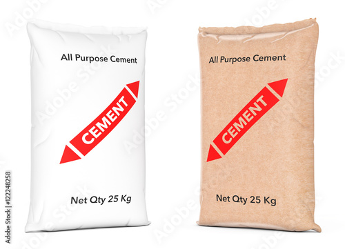 Paper Sacks Cement Bags. 3d Rendering