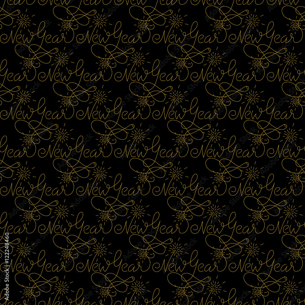 Golden New Year decor seamless pattern Golden New Year decor seamless pattern