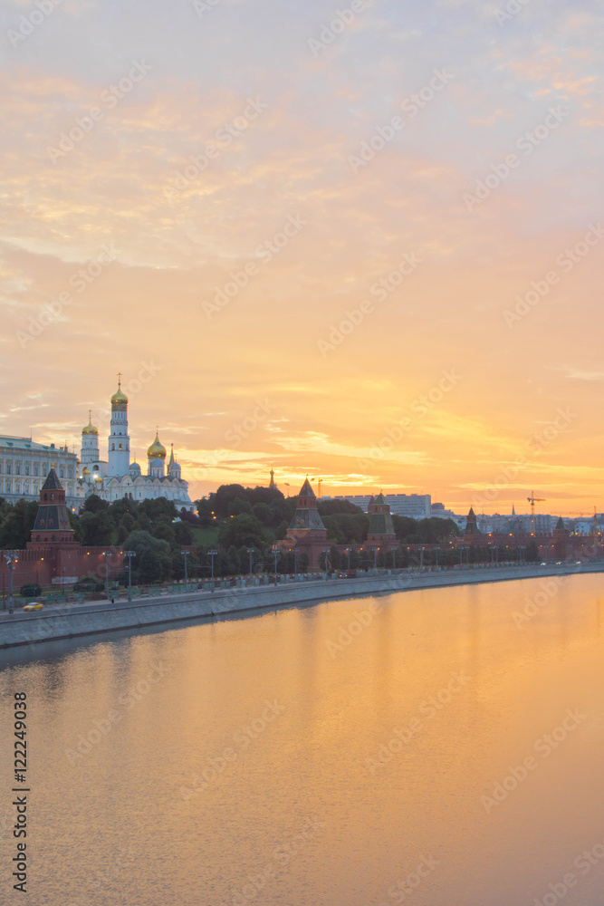 beautiful view of Kremlin at sunrise summer