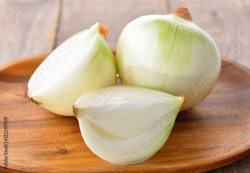 onion on wooden  background