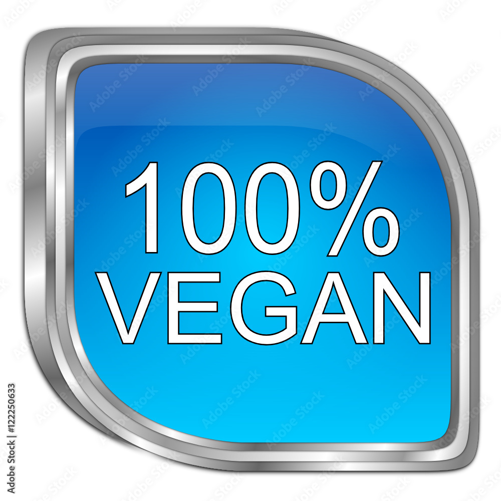 100% Vegan Button - 3D illustration 100% Vegan Button - 3D illustration