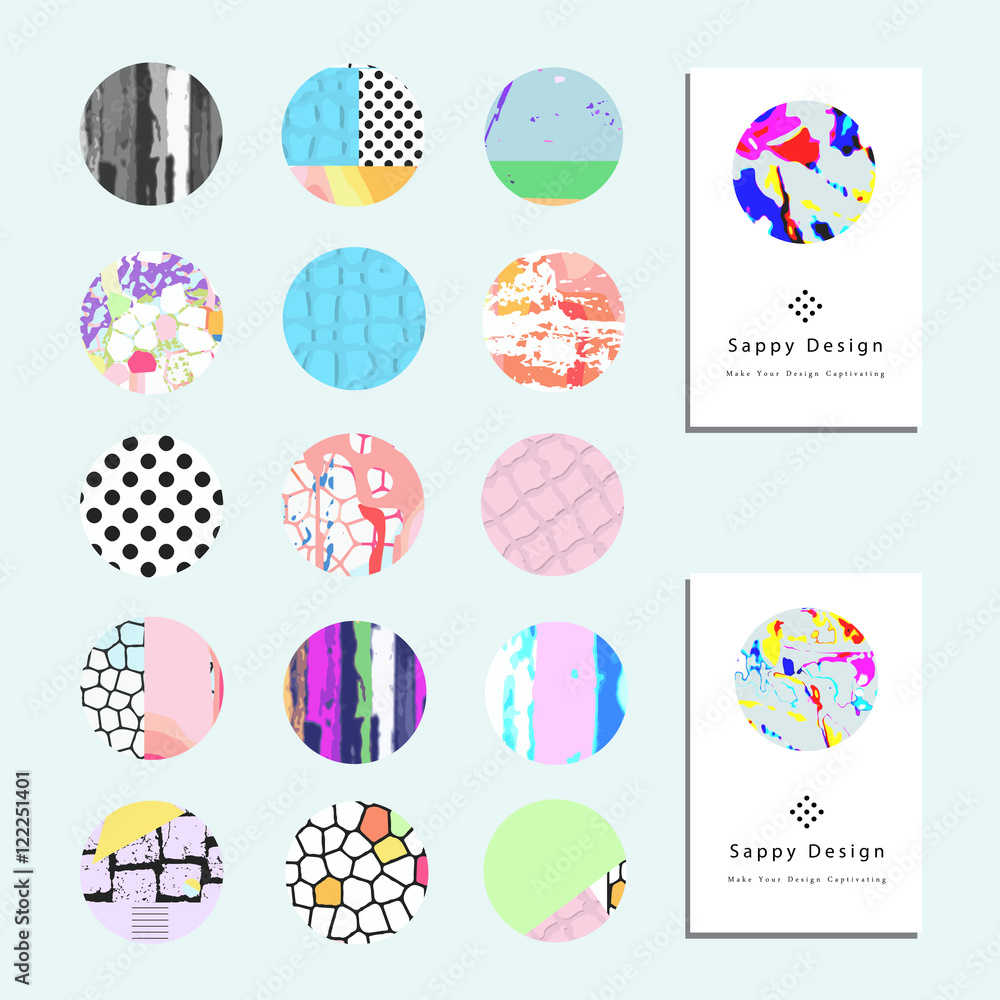 Artistic vector greeting cards design set. Colorful frame pattern texture, abstract template background for leaflet cover presentation, poster, invitation, placard, brochure, flyer, report, stationary