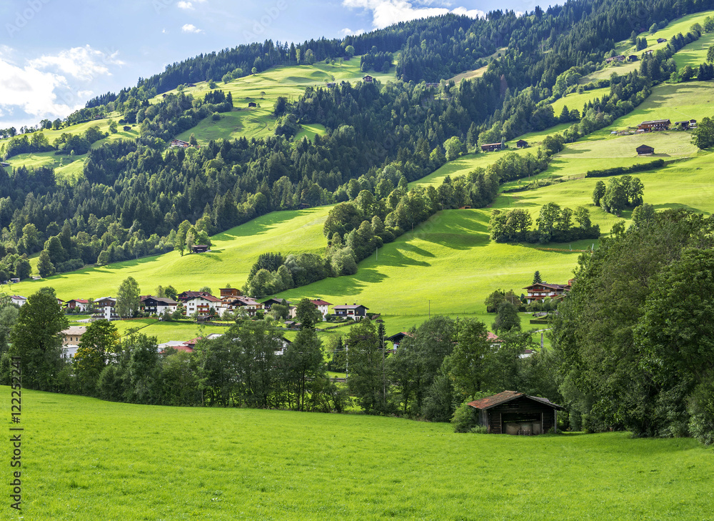 Village of Westendorf, Brixental Valley in Tirolean Alps, Austria, popular summer and winter location for tourism .