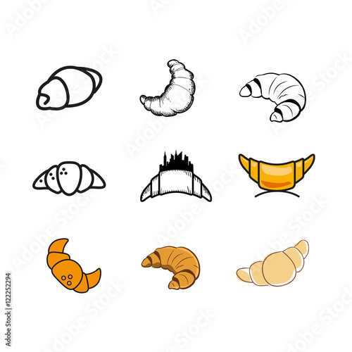 Croissant icons different design vector set