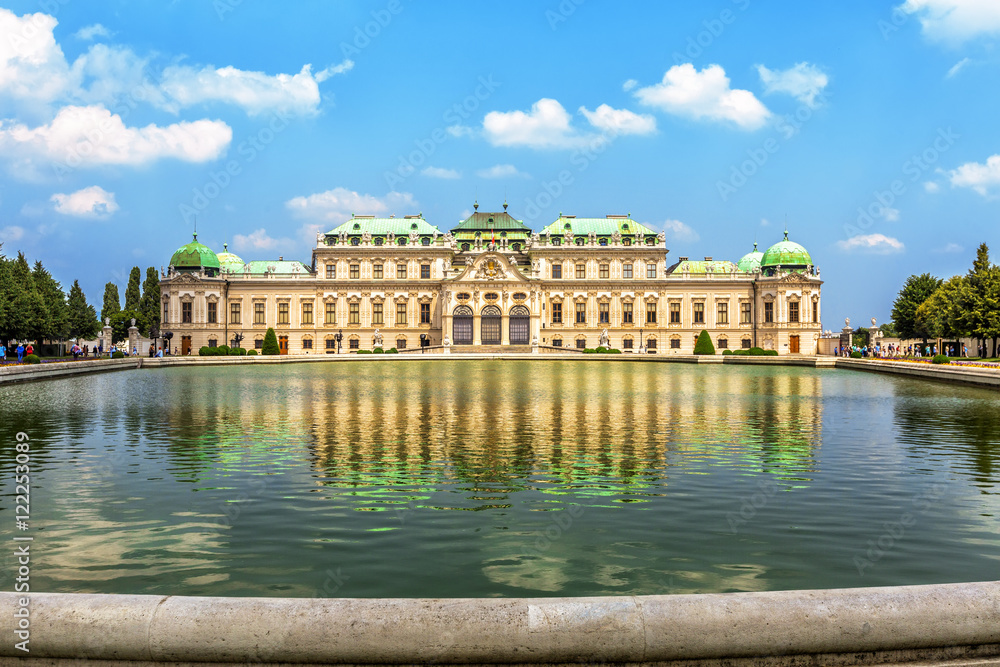 Upper Belvedere Palace  with reflection. Vienna, Austria.