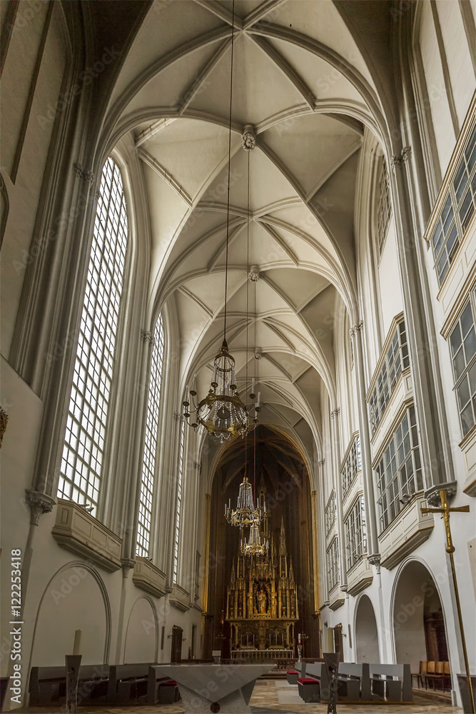 VIENNA, AUSTRIA - JUNE 25, 2016:   Interior of Augustinian Church (Augustinerkirche ) in Vienna is a parish church located on Josefsplatz, next to the Hofburg (1339).