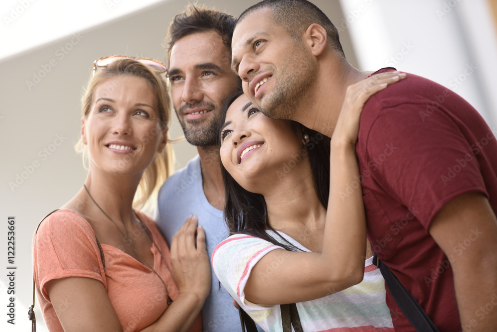 Group of young couples on tourist journey Group of young couples on tourist journey