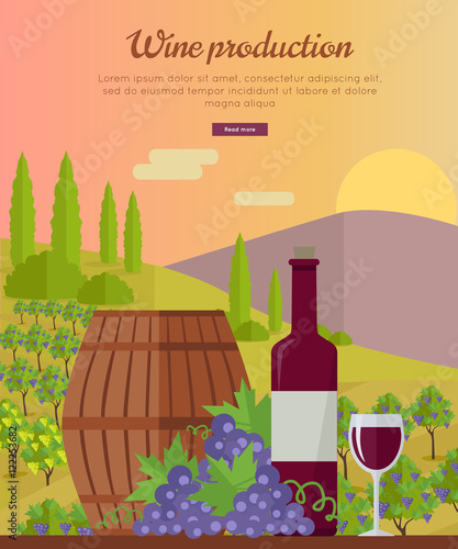 Wine Production Banner. Poster for Red Vine