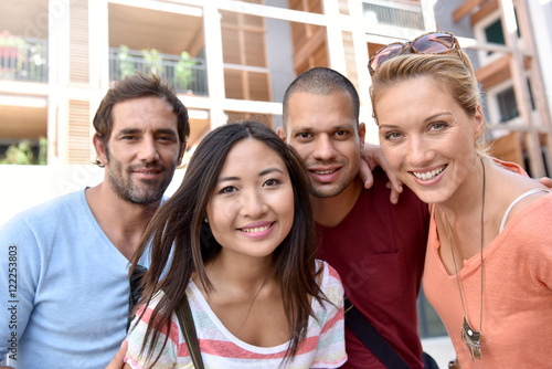 Young multi-racial peole in student city