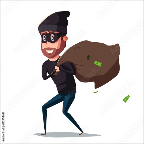 Cute thief character. Vector cartoon illustration