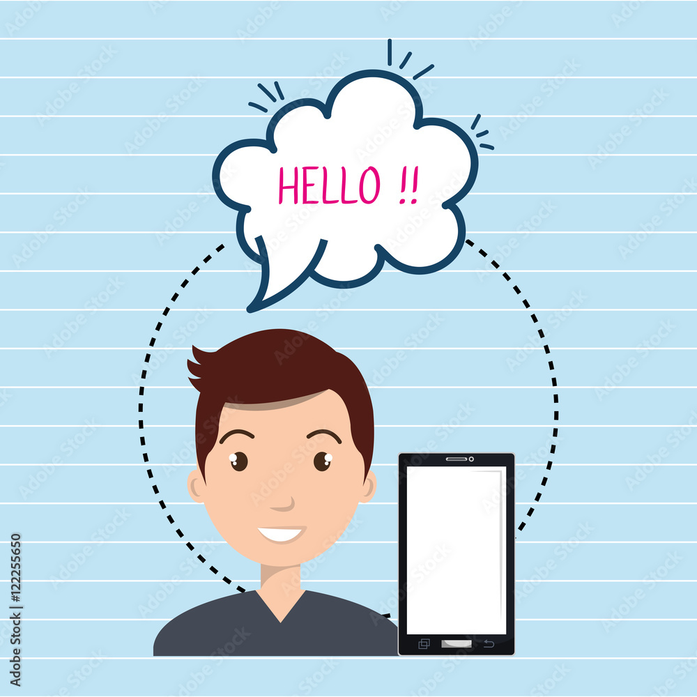 man smartphone bubble speech vector illustration eps 10 man smartphone bubble speech vector illustration eps 10