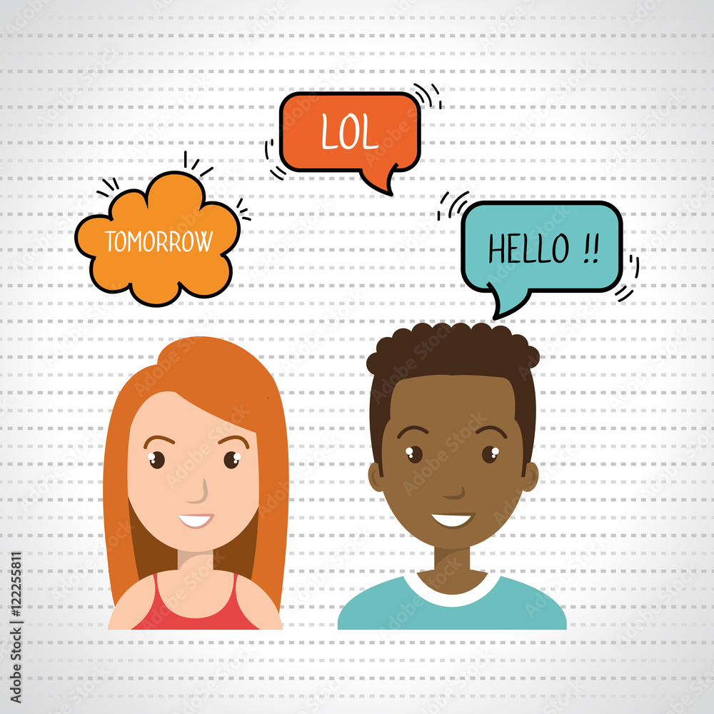 Fototapeta premium persons talk speech chat bubble vector illustration