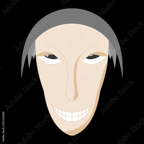 Sinister face. Thin face. Unpleasant face. Black background. Vector illustration.