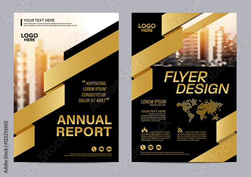 Gold brochure flyer annual report leaflet mock up template layout design