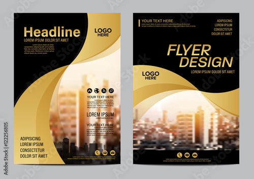 Gold brochure flyer annual report leaflet mock up template layout design