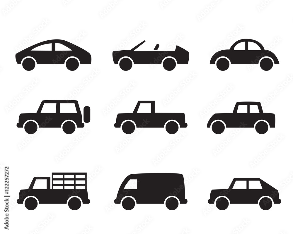 Set of car icons in simple style