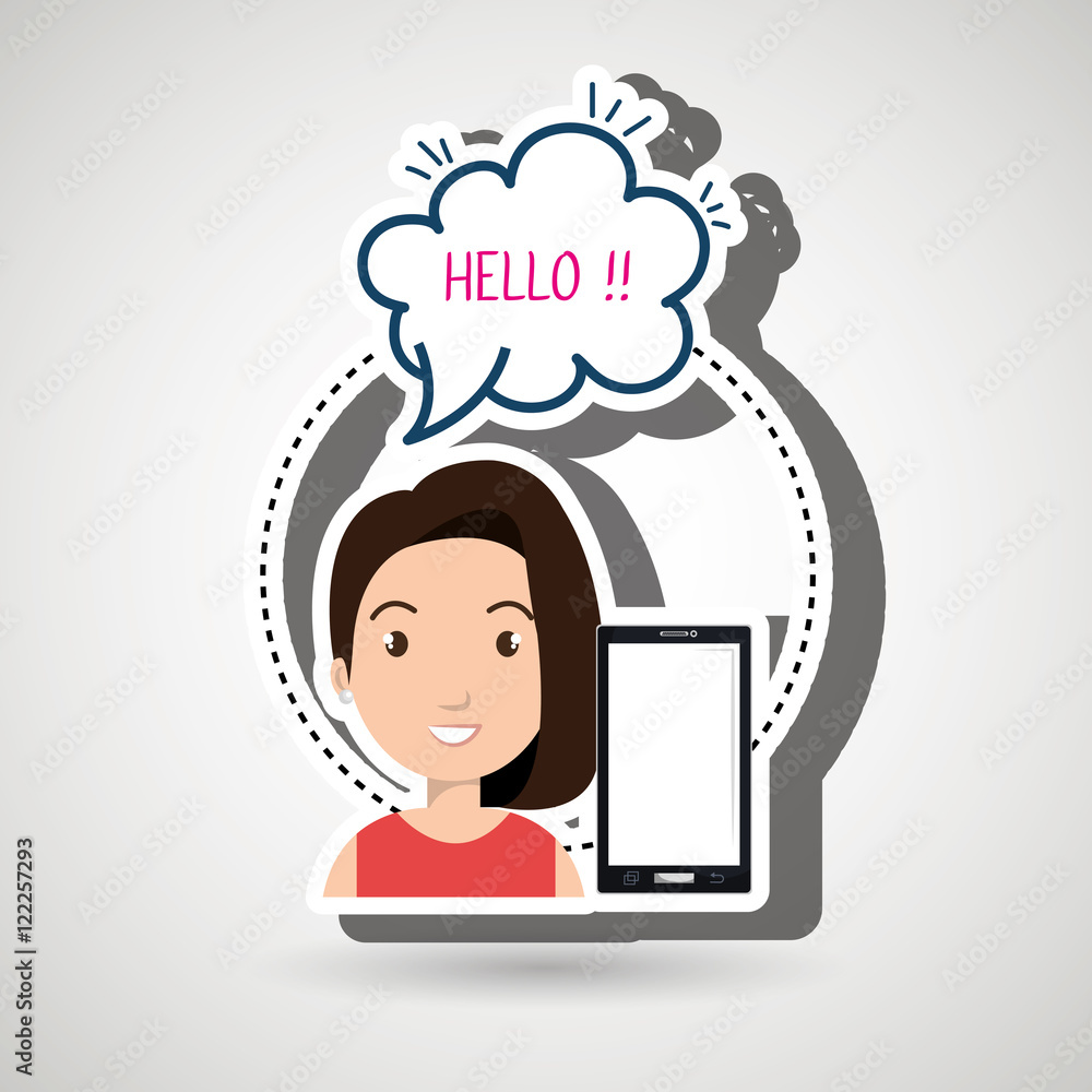 woman smartphone bubble speech vector illustration eps 10 woman smartphone bubble speech vector illustration eps 10