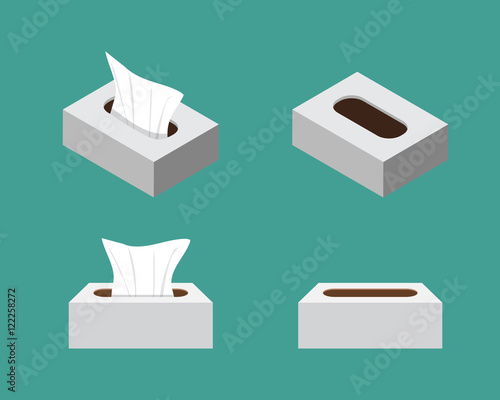 Tissue box icons in flat style, vector