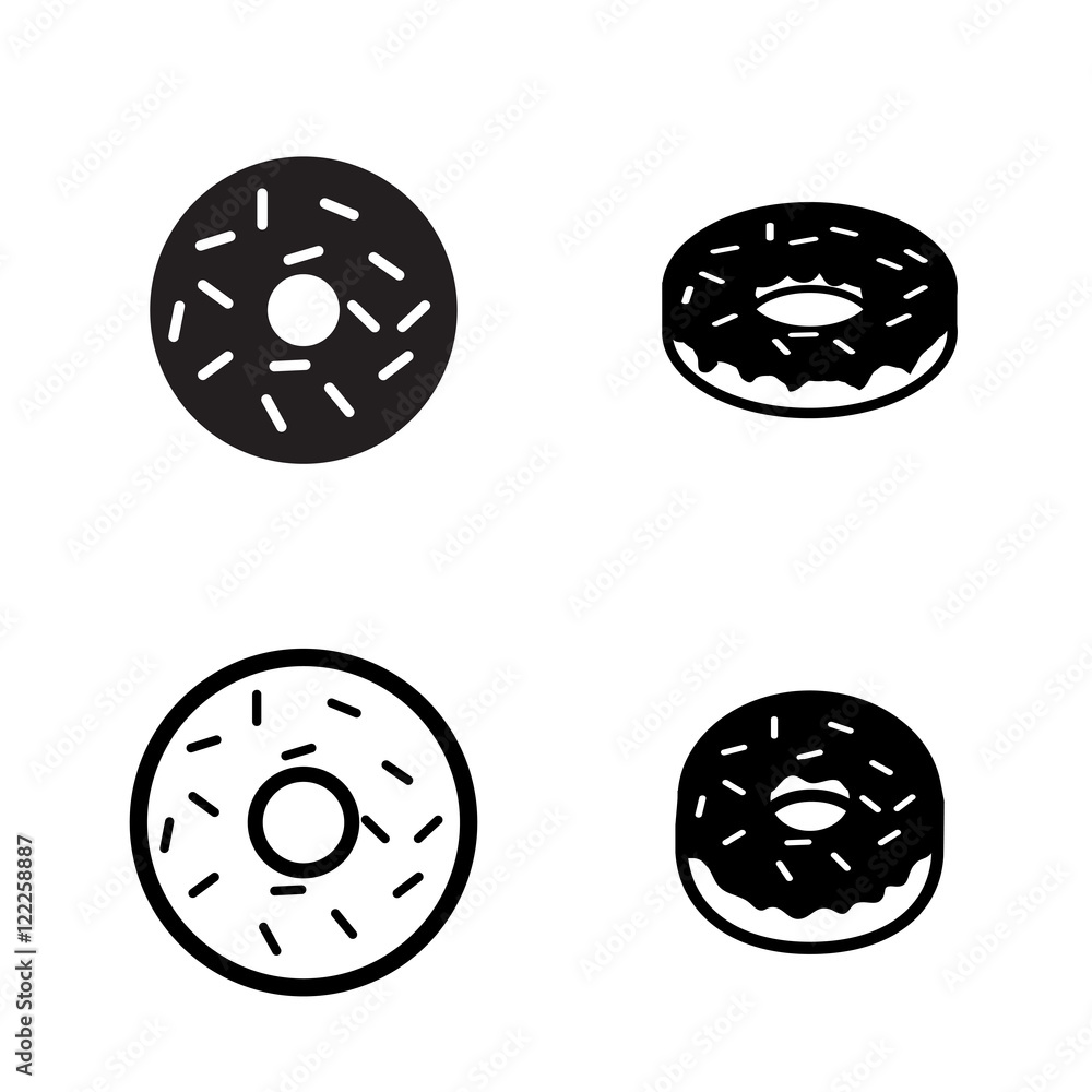 Donut icons in silhouette style, vector Donut icons in silhouette style, vector