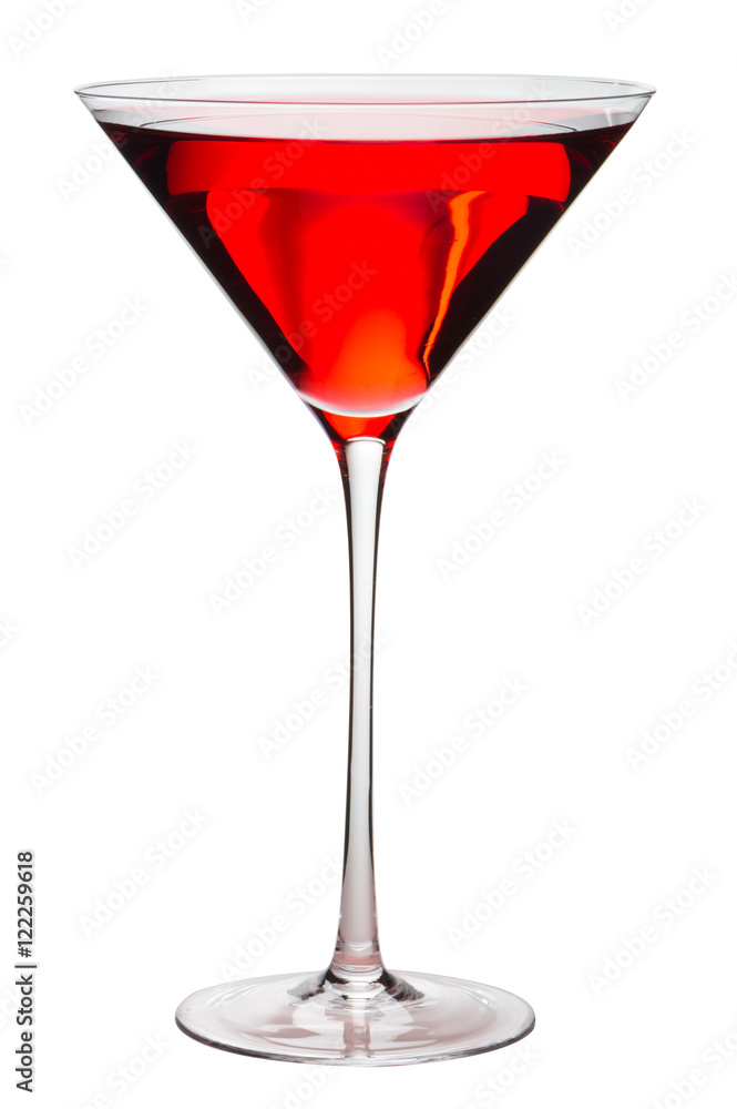 Red cosmopolitan drink cocktail in martini glass isolated on white background Red cosmopolitan drink cocktail in martini glass isolated on white background