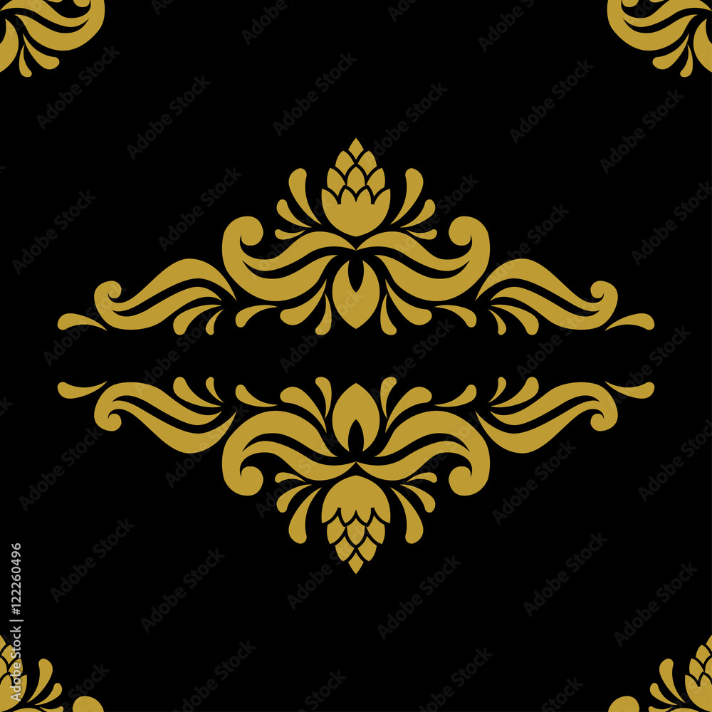 Golden vintage damask decor seamless pattern. Vector illustration for your design