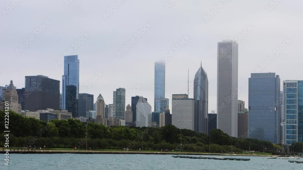 4K UltraHD Timelapse Chicago Skyline with harbor in front 4K UltraHD Timelapse Chicago Skyline with harbor in front