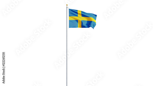 Bild auf Leinwand Sweden flag waving on white background, long shot, isolated with clipping path m