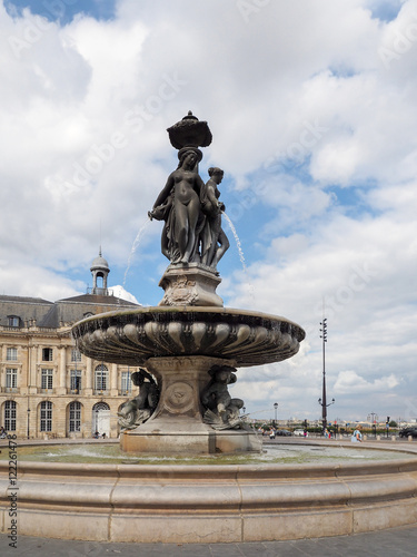 View of the Fountain at Place de la Bourse in Bordeaux