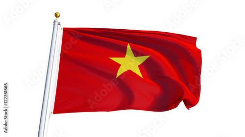 Canvas Print Vietnam flag waving on white background, close up, isolated with clipping path m