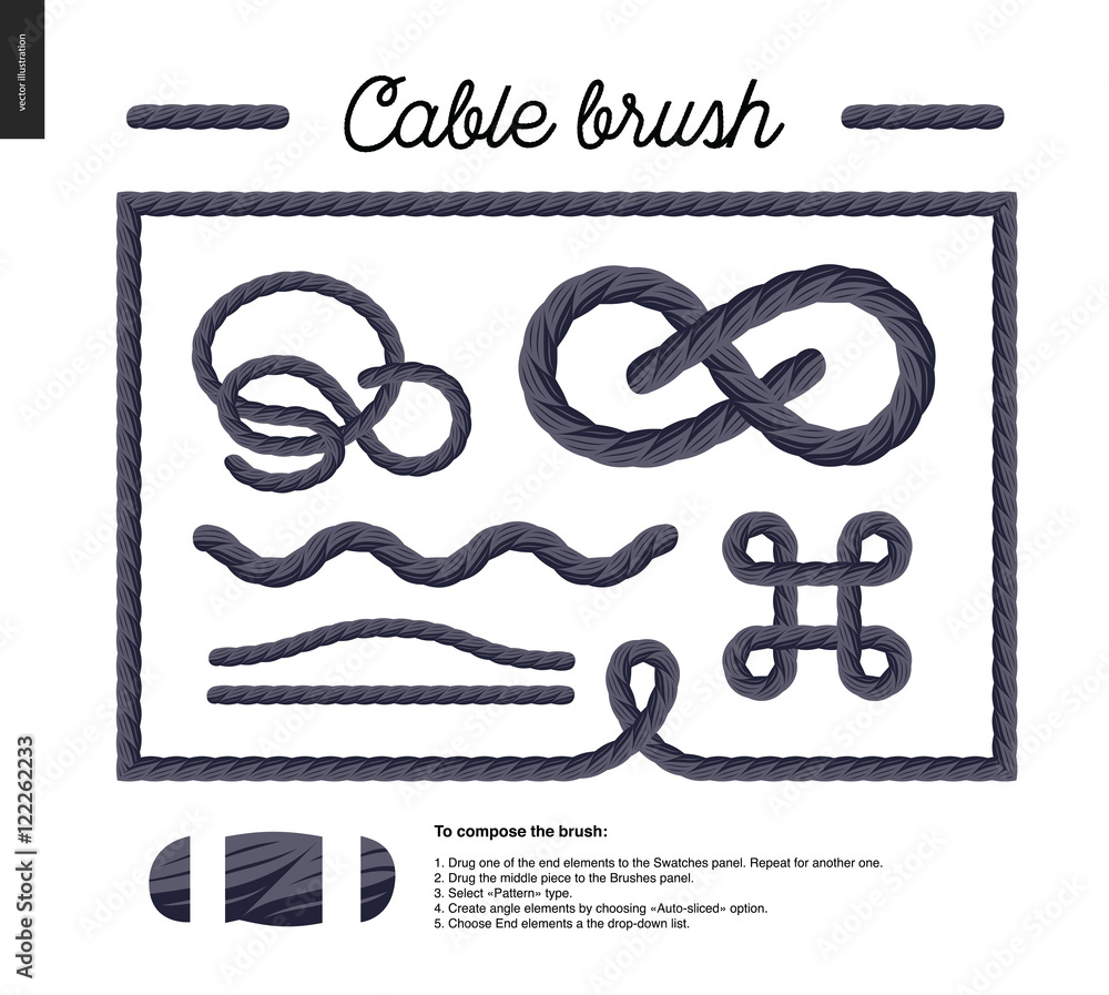 Cable brush - Seamless rope brush with end elements, and few usage ...