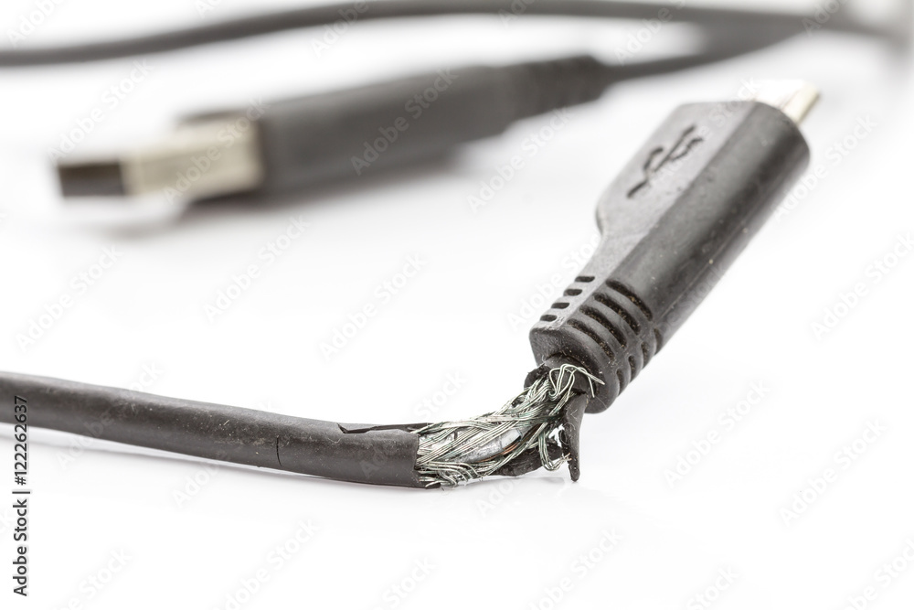 Broken wires on white background Broken wires on white background