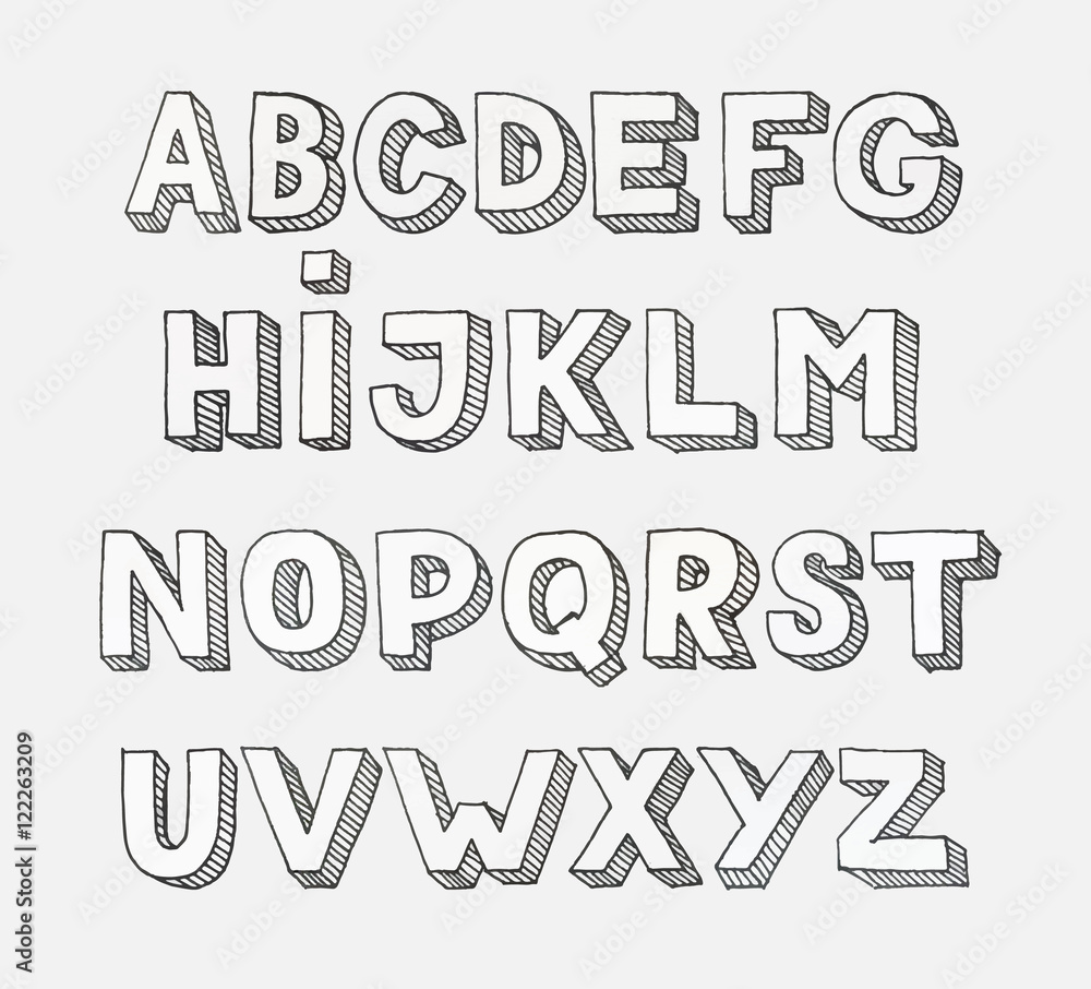 Vector alphabet. Hand drawn letters.